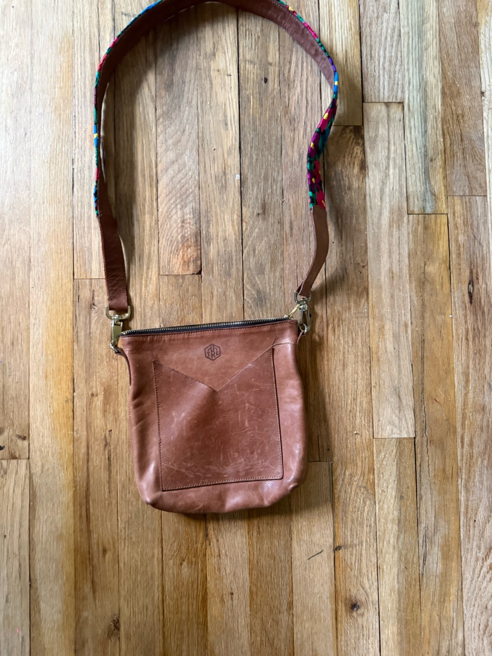 Leather Crossbody Bag - Brown
